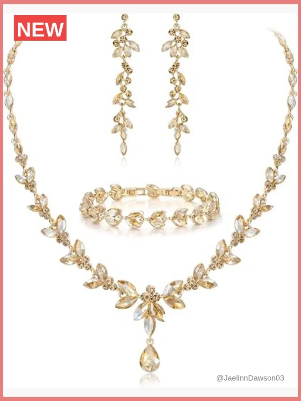 Austrian Crystal Bridal Jewelry Set - Necklace Earrings Bracelet